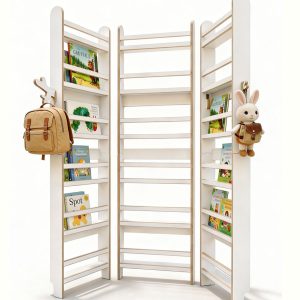 Biblioteczka Montessori 2m - regał dla dzieci, regał do pokoju dziecięcego, półka na książki, drewniana półka ścienna
